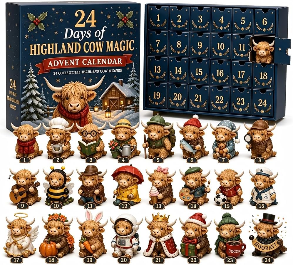 Highland Cow Advent Calendar™ – 24 Days of Christmas Surprises