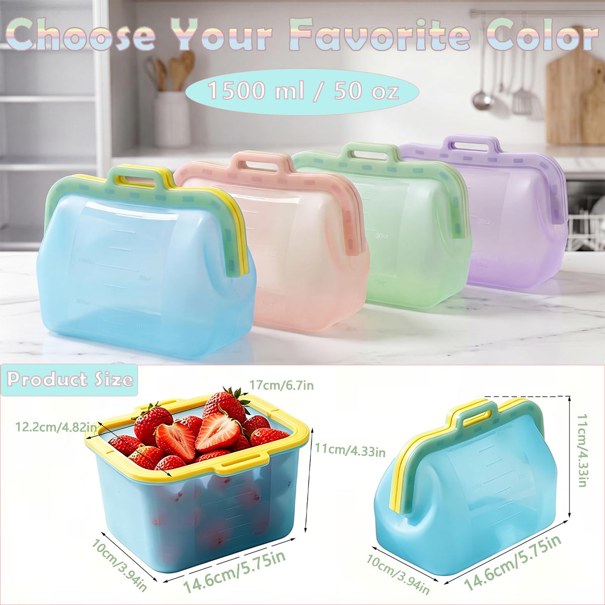 FreshKeep™ Reusable Silicone Food Storage Bags – Smart Storage for Everyday Freshness