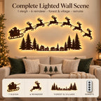 Santa’s Sleigh & Flying Reindeer Christmas Wall Lights