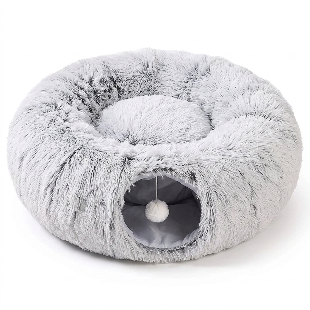 CozyPaws™ Cat Tunnel Bed – A Plush Hideaway for Play & Nap Time
