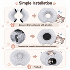 CozyPaws™ Cat Tunnel Bed – A Plush Hideaway for Play & Nap Time