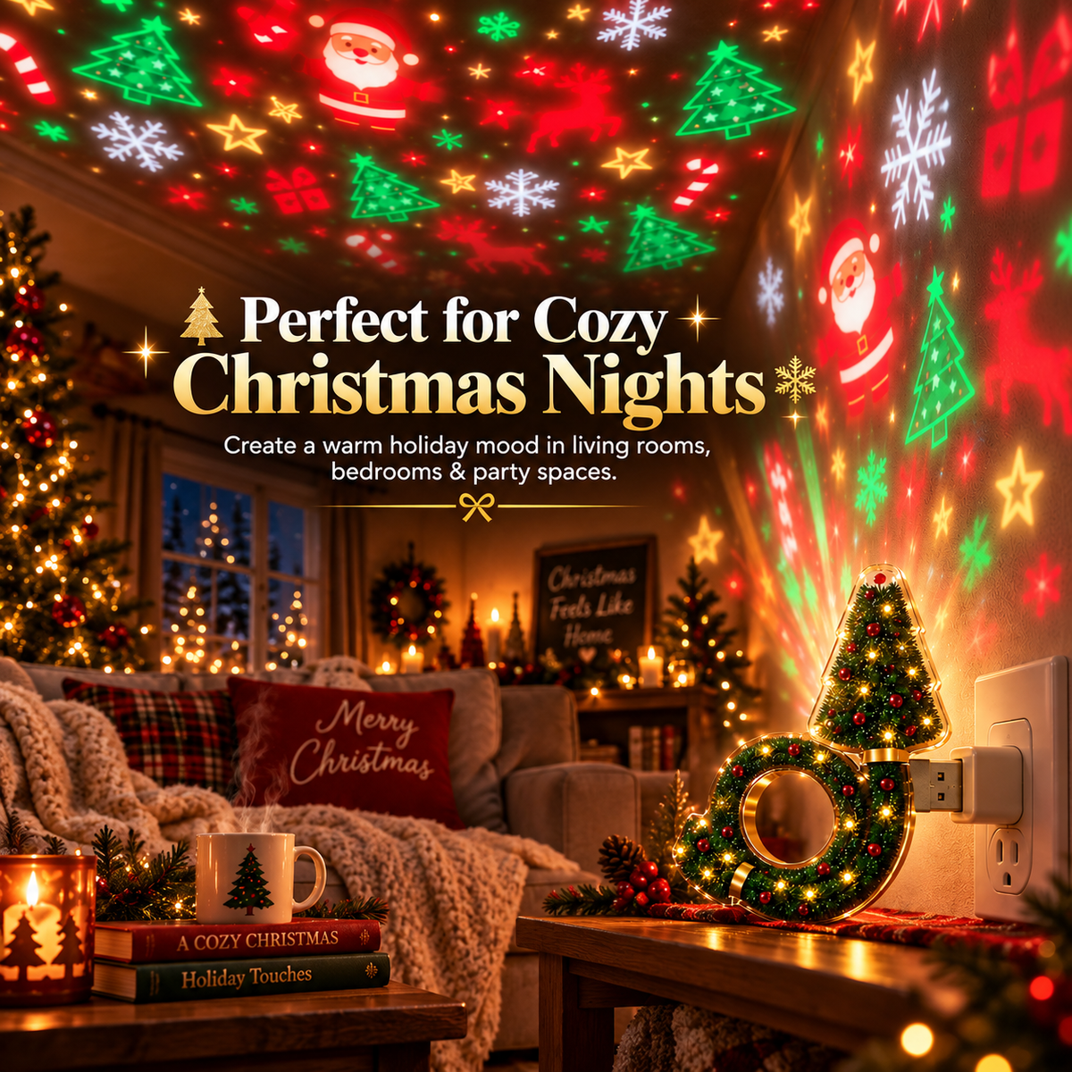 ChristmasGlow™ Tree Projector Light – Turn Any Room Into Christmas Magic