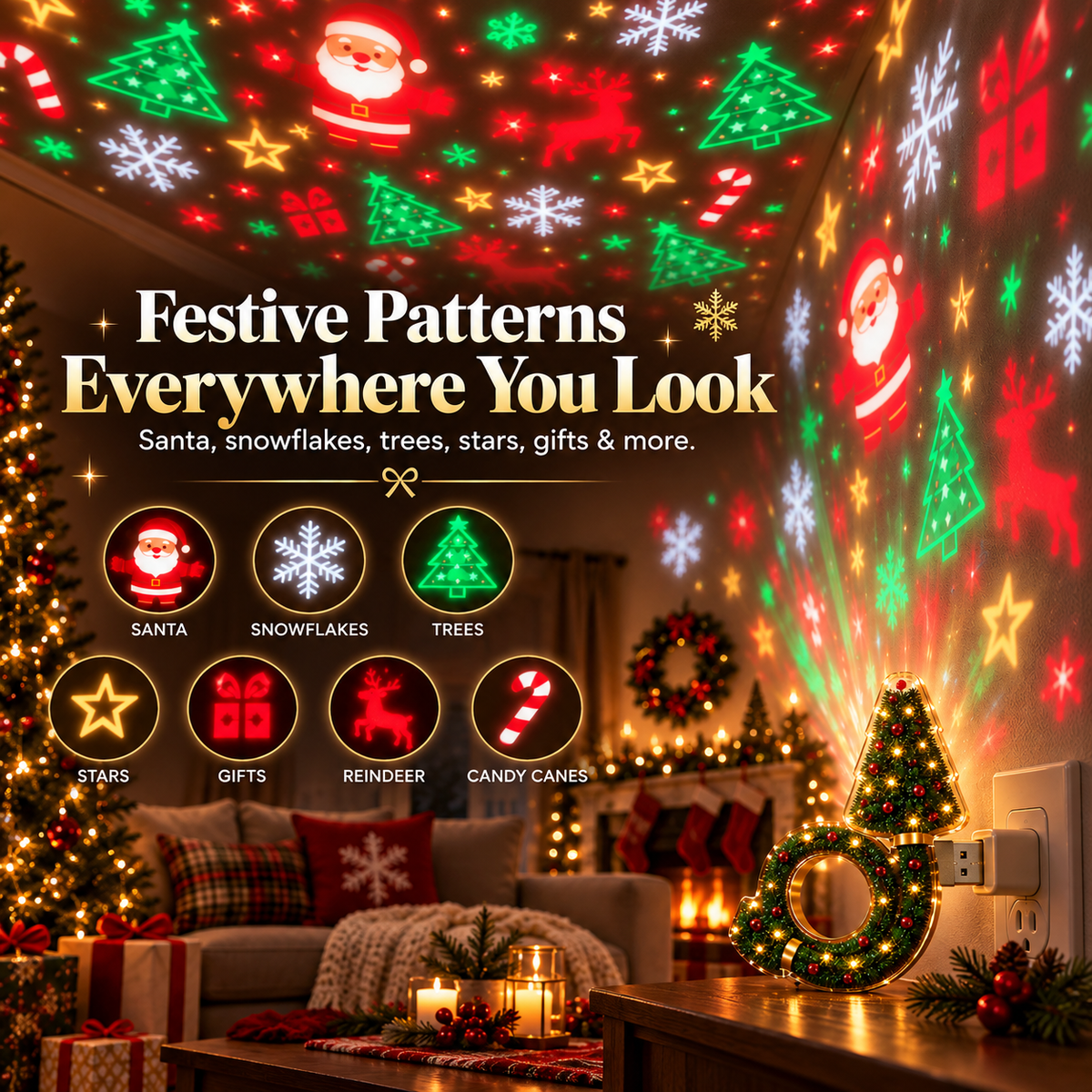 ChristmasGlow™ Tree Projector Light – Turn Any Room Into Christmas Magic
