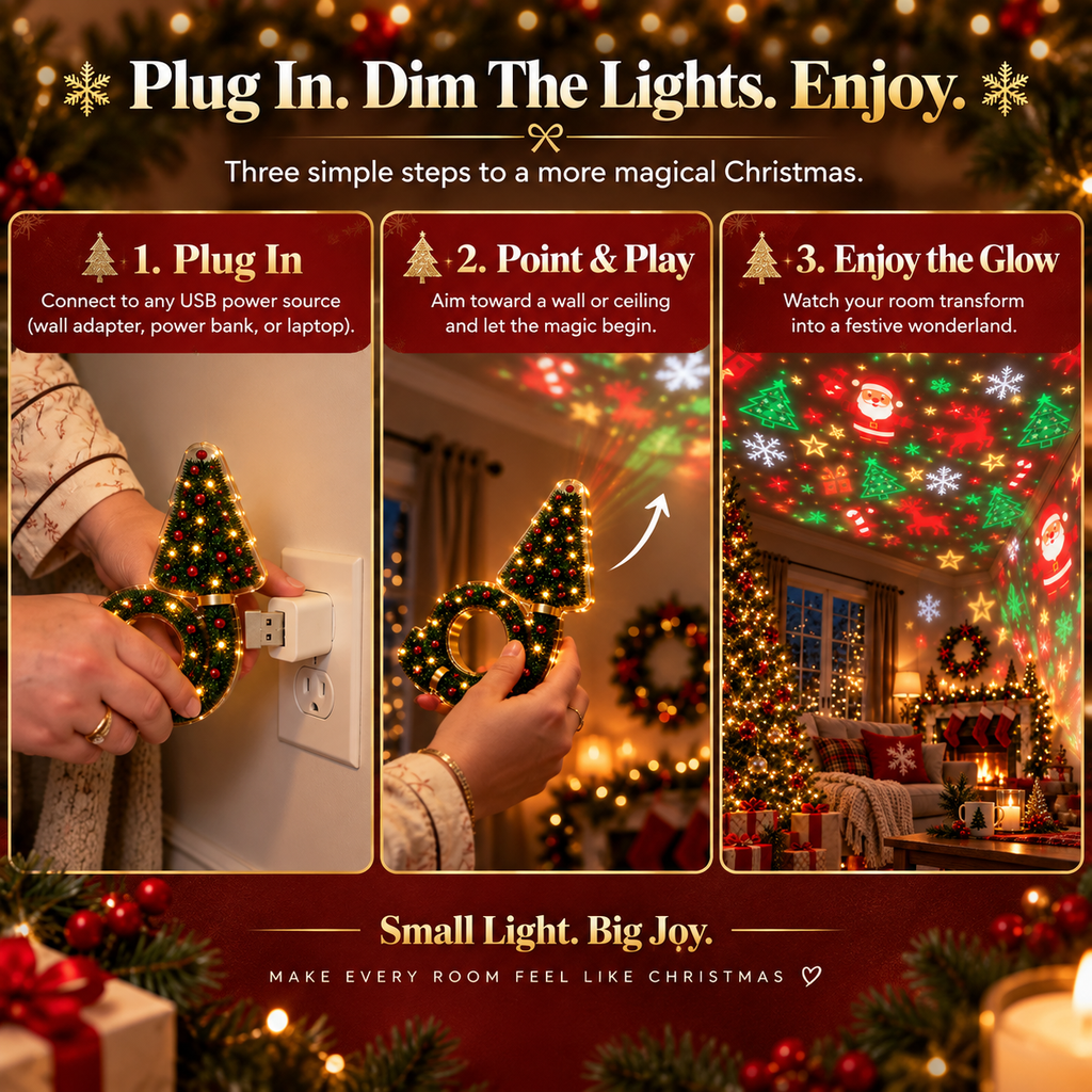 ChristmasGlow™ Tree Projector Light – Turn Any Room Into Christmas Magic