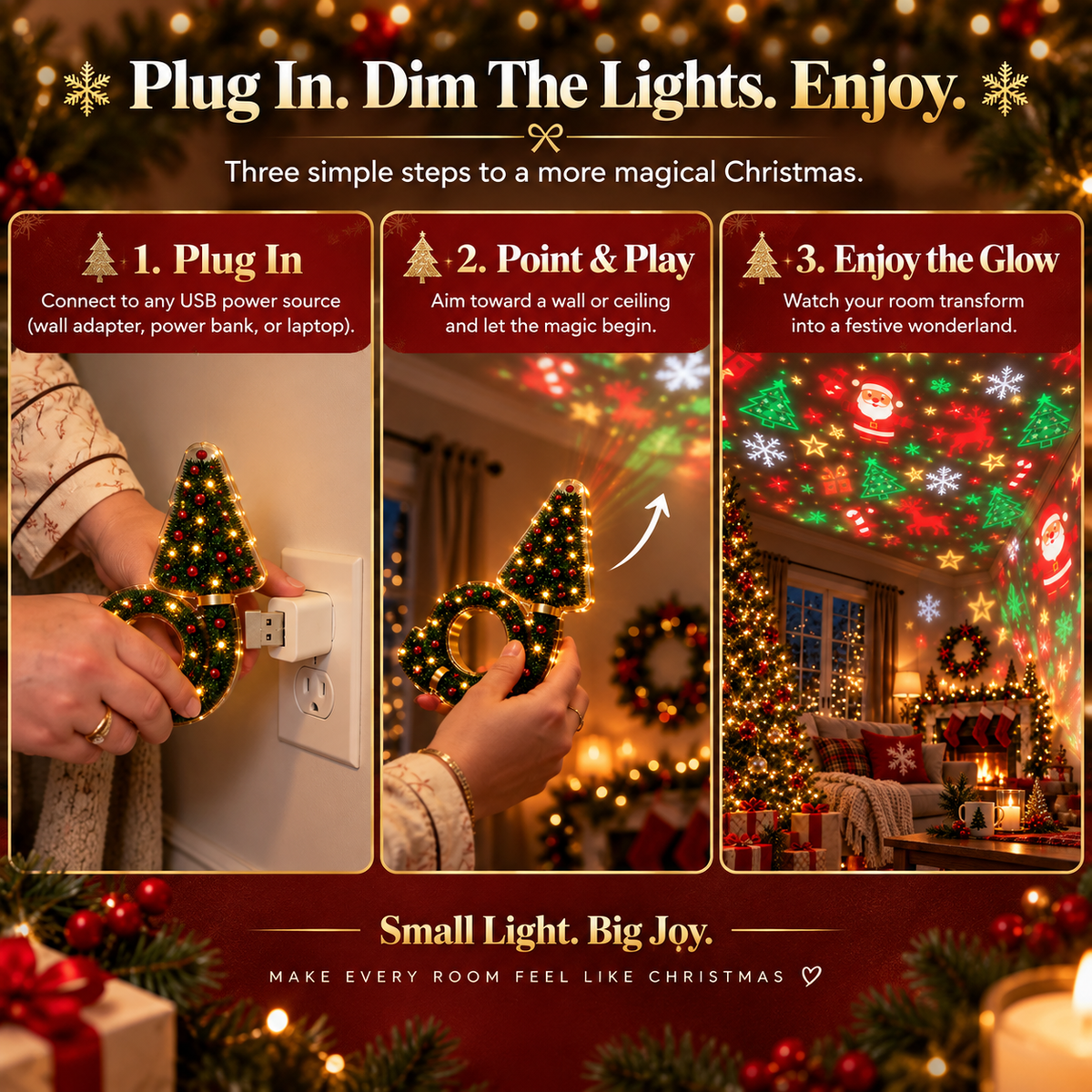 ChristmasGlow™ Tree Projector Light – Turn Any Room Into Christmas Magic