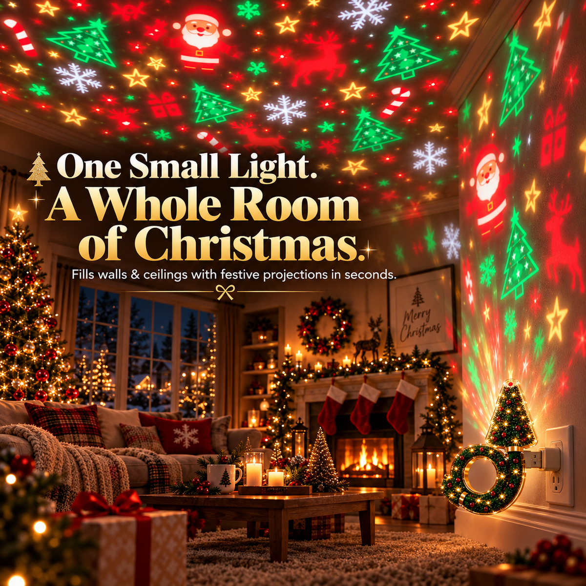 ChristmasGlow™ Tree Projector Light – Turn Any Room Into Christmas Magic