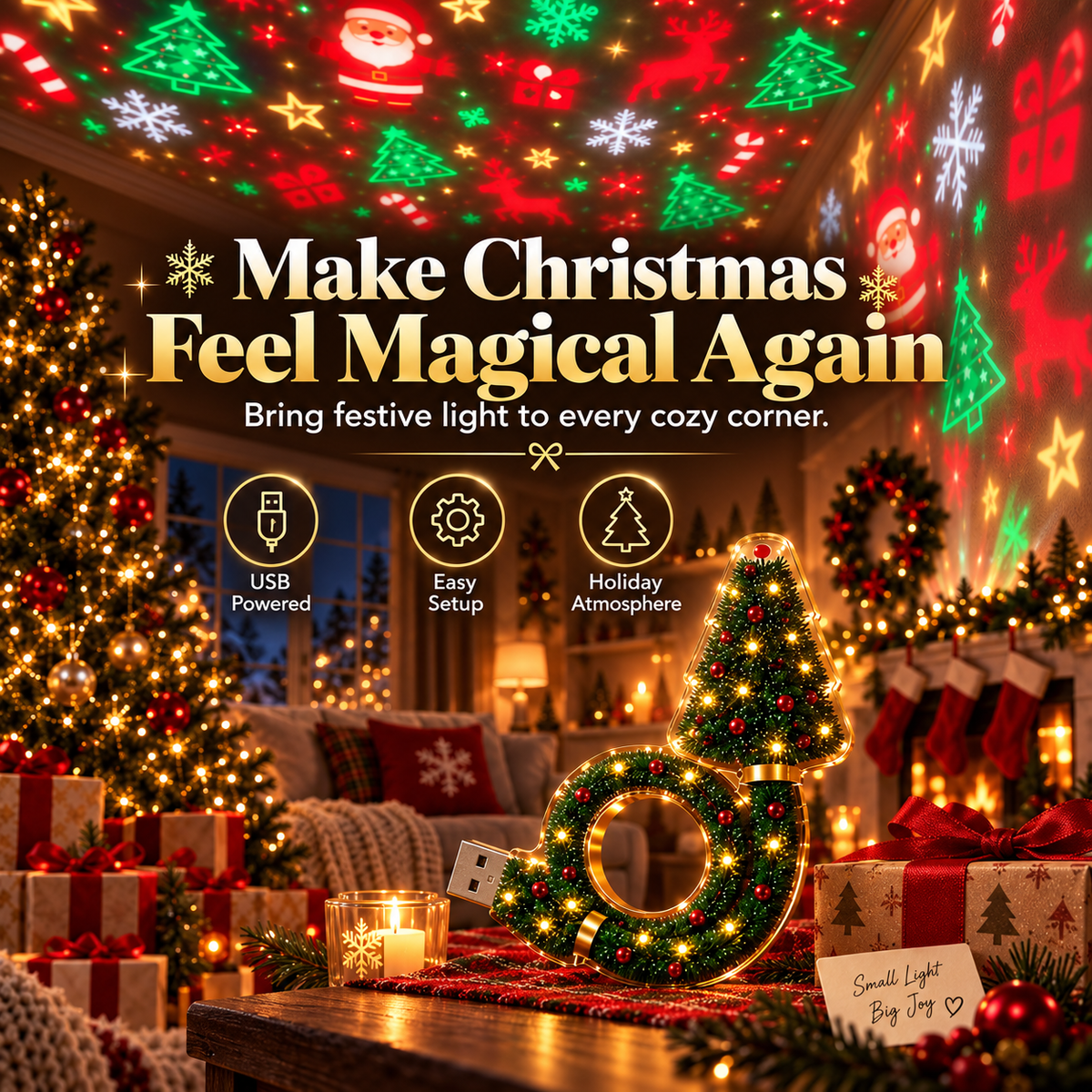 ChristmasGlow™ Tree Projector Light – Turn Any Room Into Christmas Magic