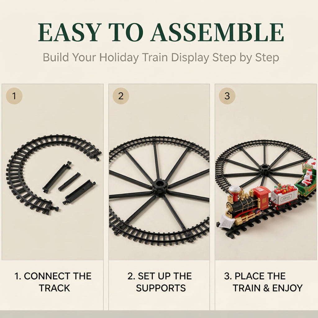 HollyExpress™ Hanging Christmas Train Set – Lights, Sound & Magical Smoke