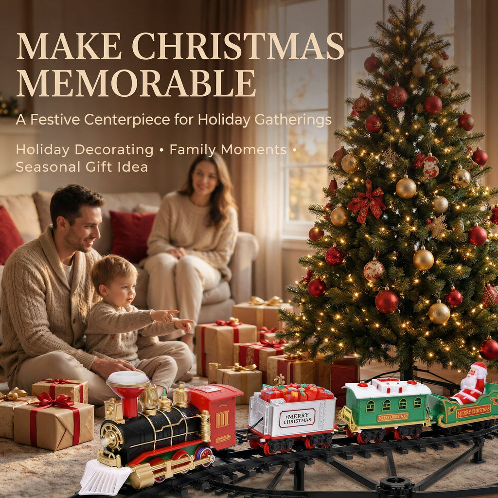 HollyExpress™ Hanging Christmas Train Set – Lights, Sound & Magical Smoke