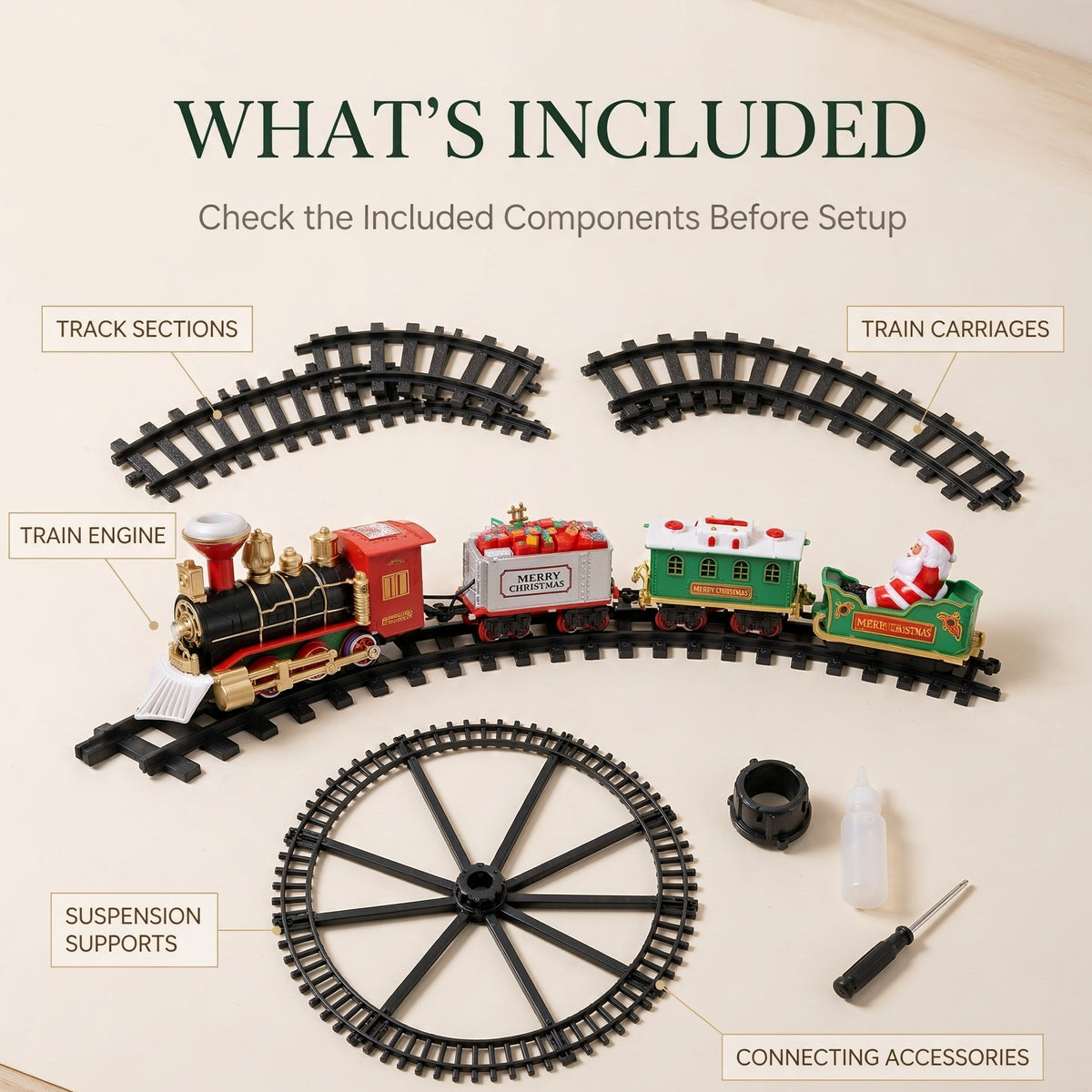 HollyExpress™ Hanging Christmas Train Set – Lights, Sound & Magical Smoke
