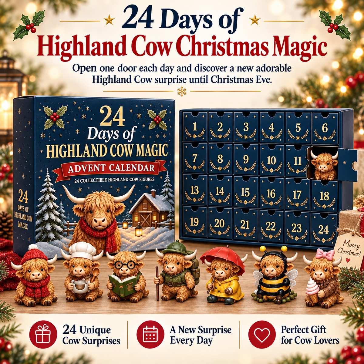 Highland Cow Advent Calendar™ – 24 Days of Christmas Surprises