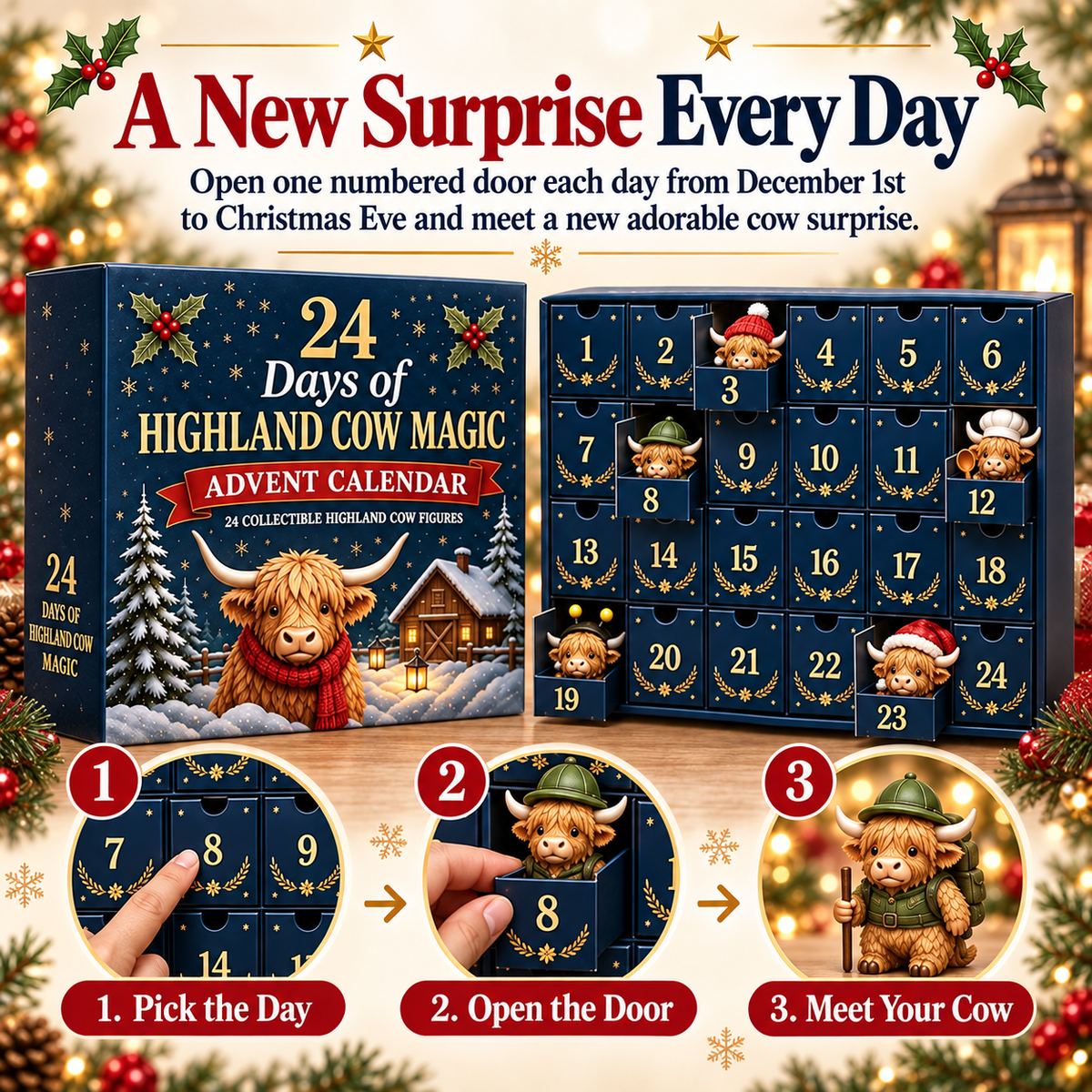 Highland Cow Advent Calendar™ – 24 Days of Christmas Surprises