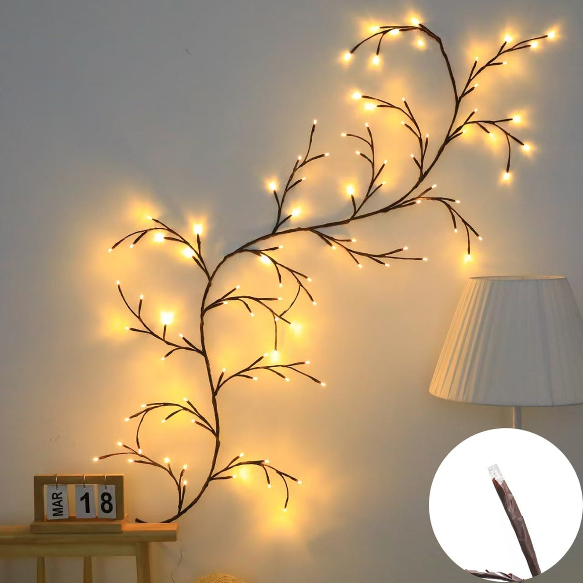GlowBranch™ Flexible LED Branch Lights – Remote-Controlled Christmas Wall Decor