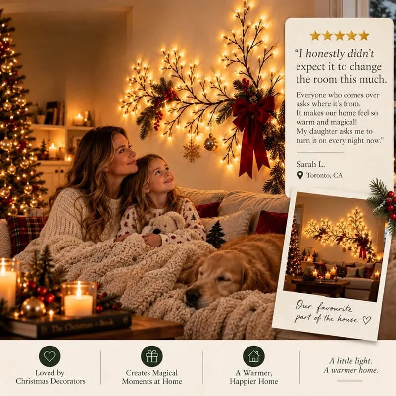 GlowBranch™ Flexible LED Branch Lights – Remote-Controlled Christmas Wall Decor