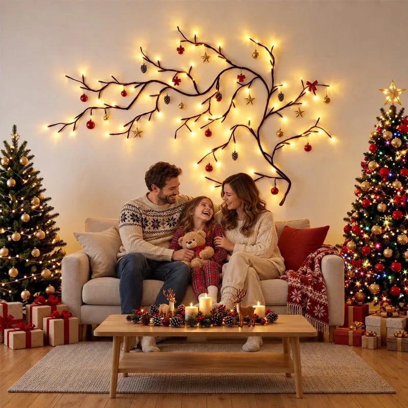 GlowBranch™ Flexible LED Branch Lights – Remote-Controlled Christmas Wall Decor
