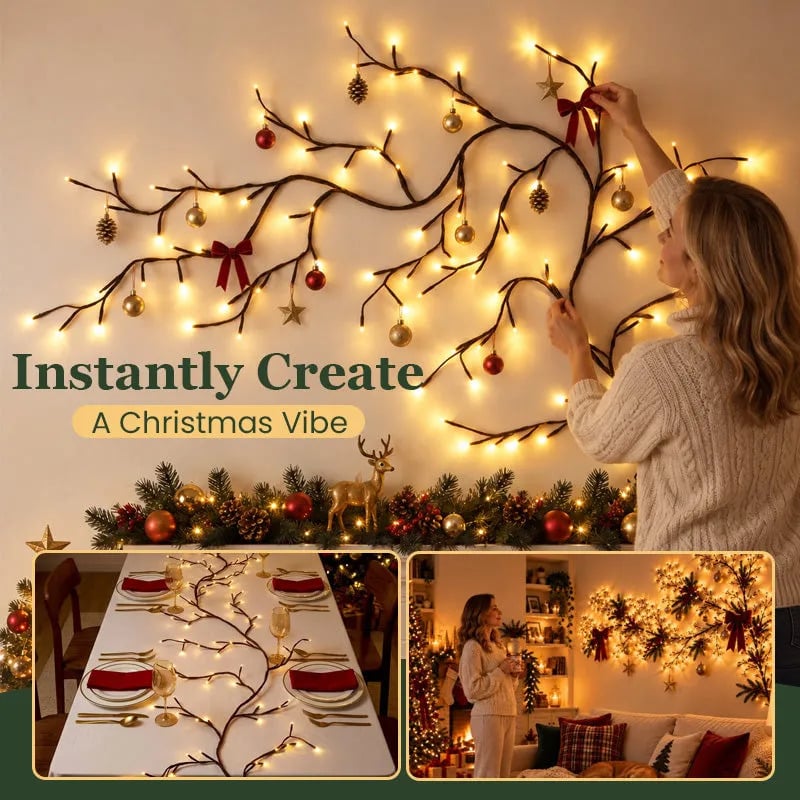 GlowBranch™ Flexible LED Branch Lights – Remote-Controlled Christmas Wall Decor
