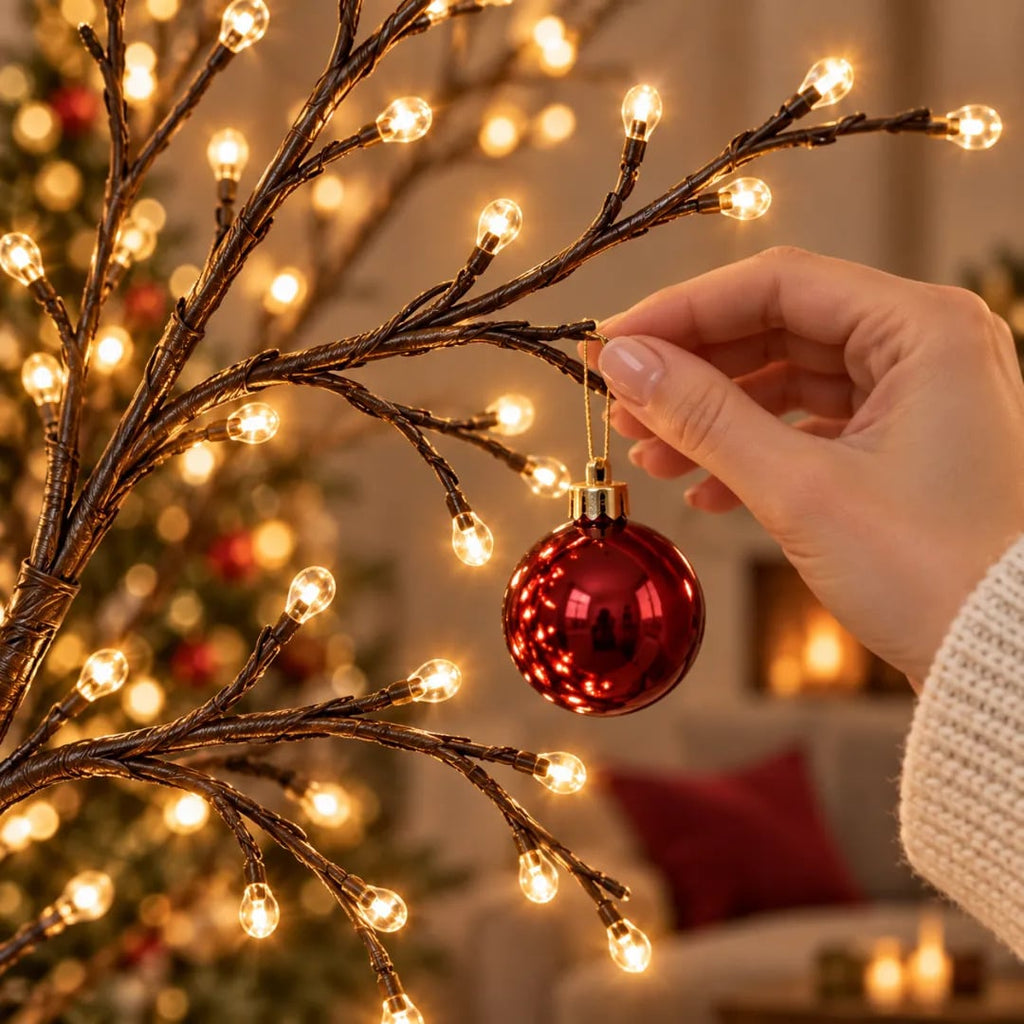 GlowBranch™ Flexible LED Branch Lights – Remote-Controlled Christmas Wall Decor