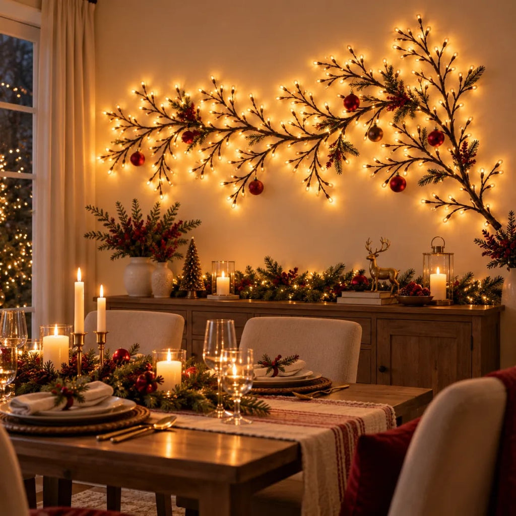 GlowBranch™ Flexible LED Branch Lights – Remote-Controlled Christmas Wall Decor