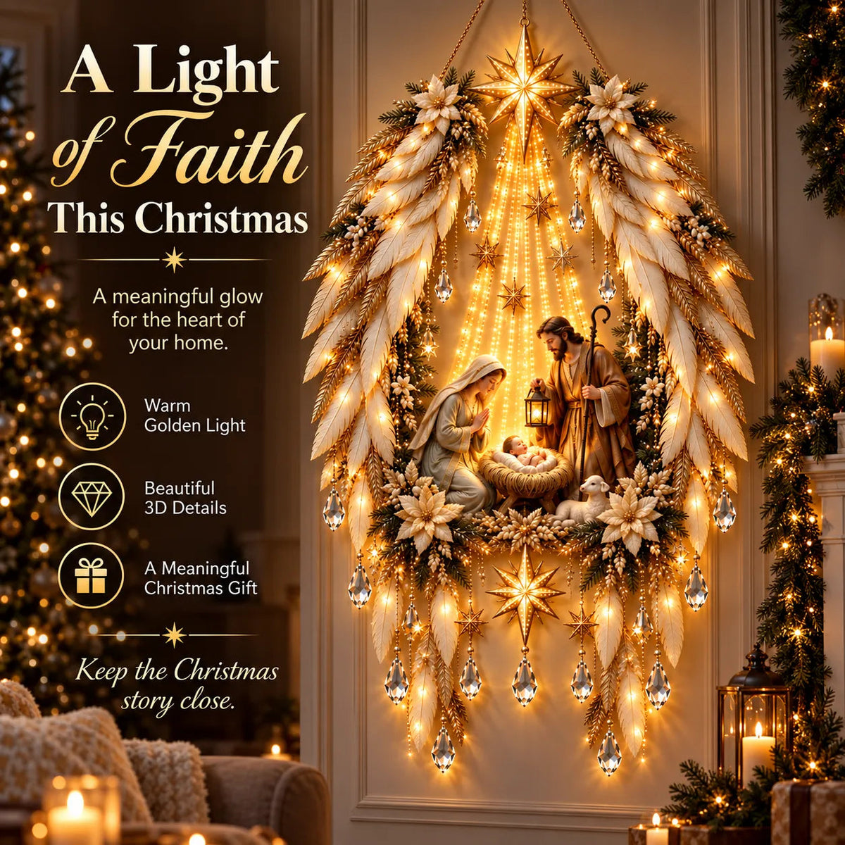 HeavenGlow Nativity™ – Angel Wings Christmas Wall Light