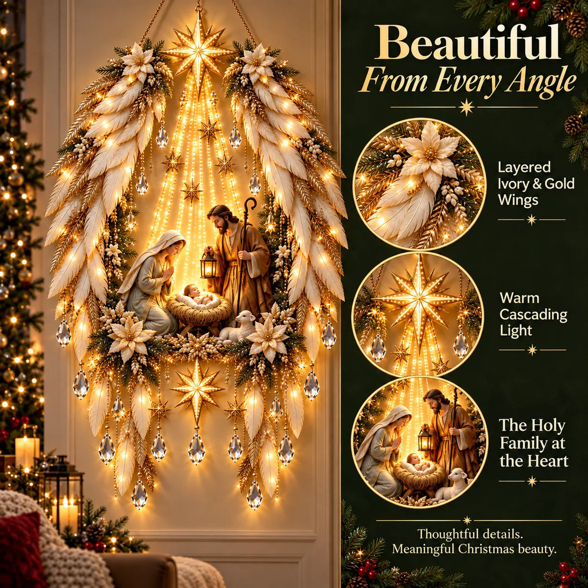 HeavenGlow Nativity™ – Angel Wings Christmas Wall Light