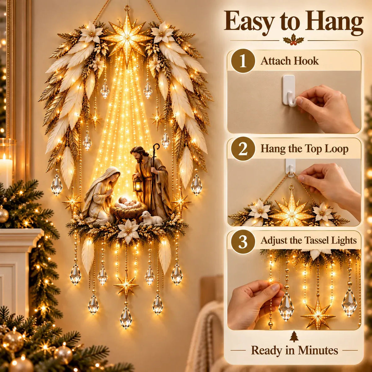 HeavenGlow Nativity™ – Angel Wings Christmas Wall Light
