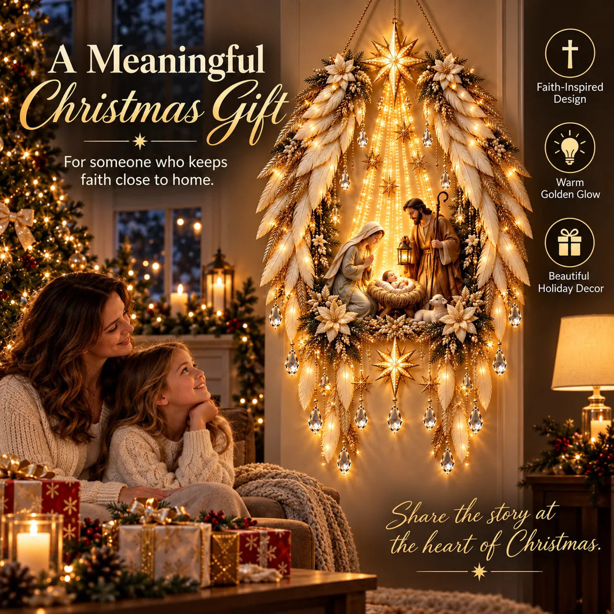 HeavenGlow Nativity™ – Angel Wings Christmas Wall Light