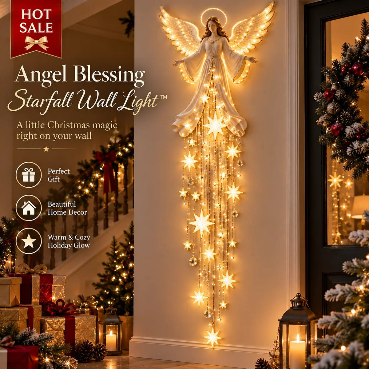 Angel Starfall Blessing™ – Heavenly Christmas Wall Light