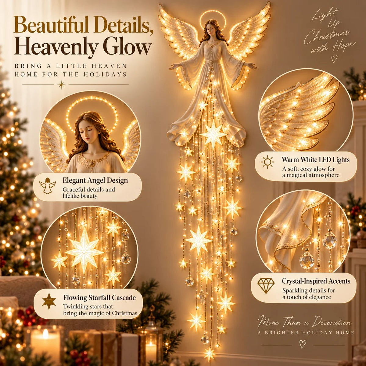 Angel Starfall Blessing™ – Heavenly Christmas Wall Light