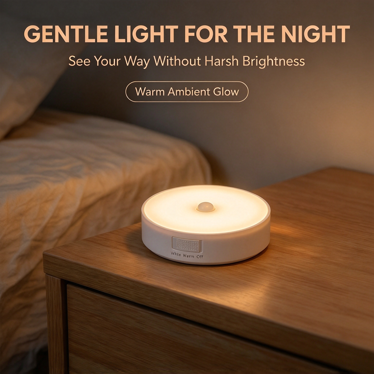 GlowPath™ Motion Sensor Night Lights – 4-Pack Rechargeable Warm Glow for Every Corner