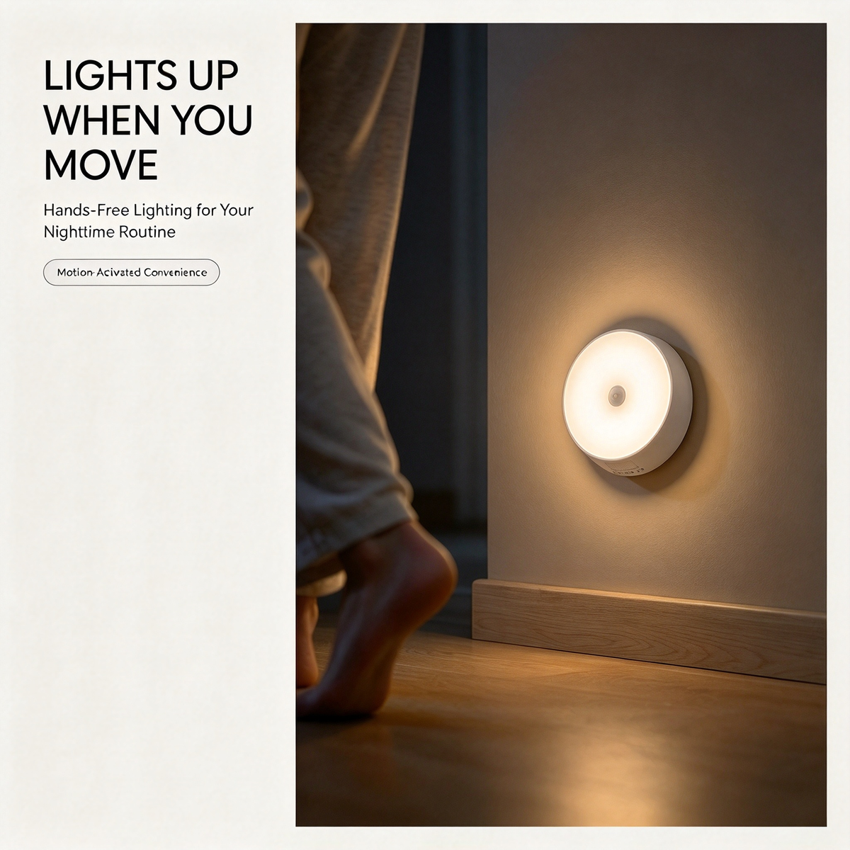 GlowPath™ Motion Sensor Night Lights – 4-Pack Rechargeable Warm Glow for Every Corner