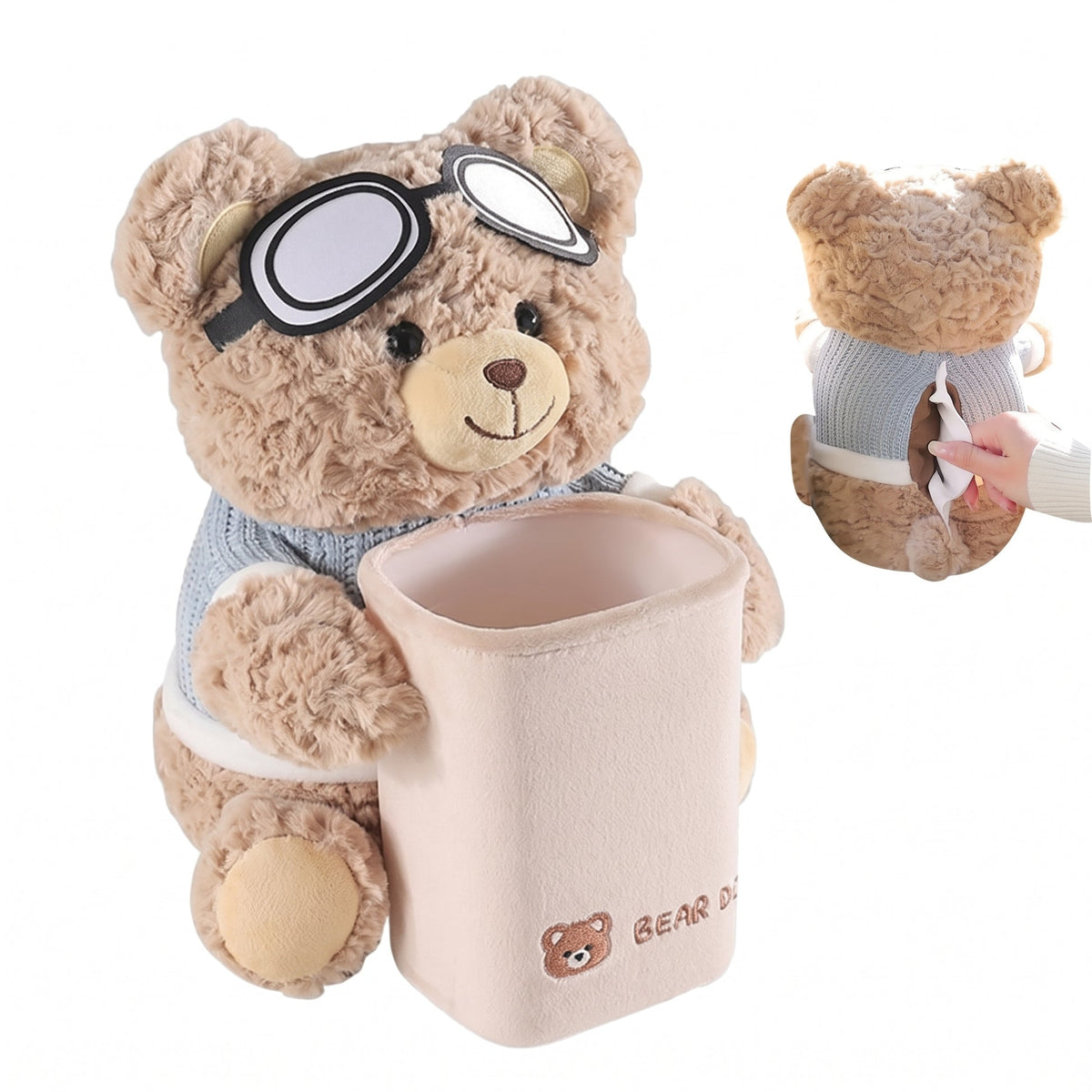 CozyBear™ Plush Car Organizer & Tissue Holder – The Cutest Little Co-Pilot