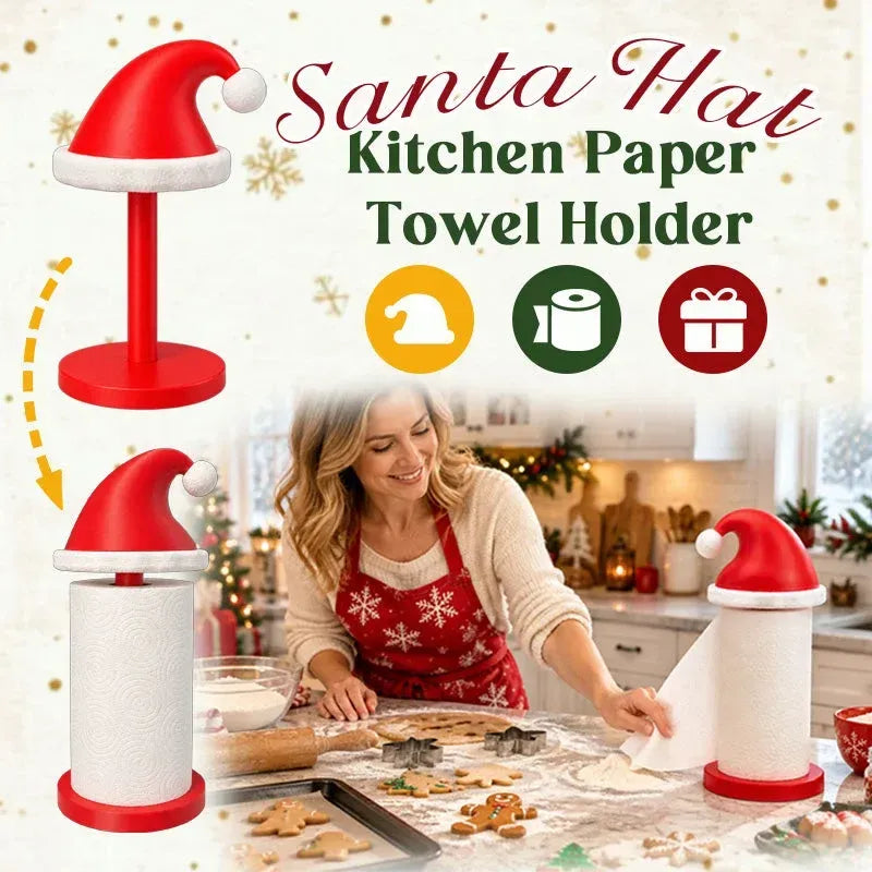 MerryHat™ Santa Hat Paper Towel Holder – Festive Christmas Kitchen Décor