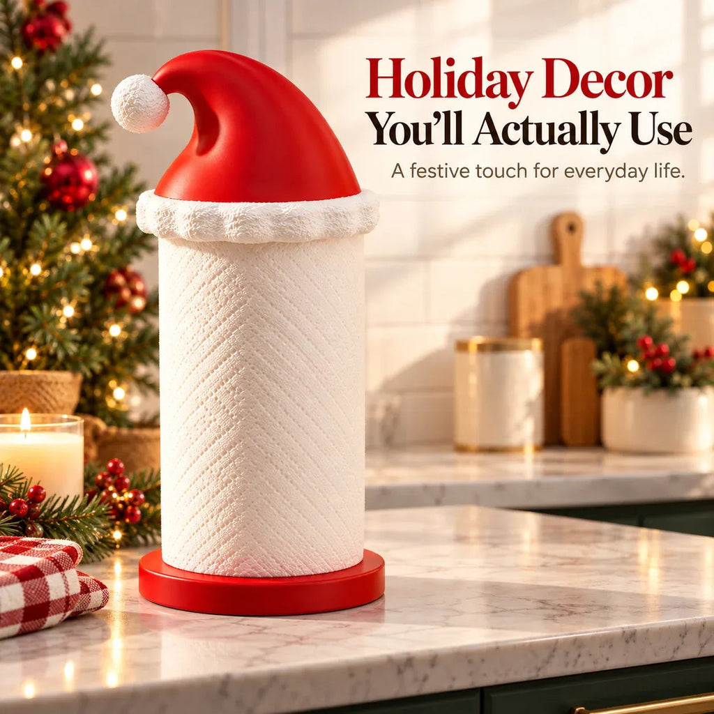 MerryHat™ Santa Hat Paper Towel Holder – Festive Christmas Kitchen Décor