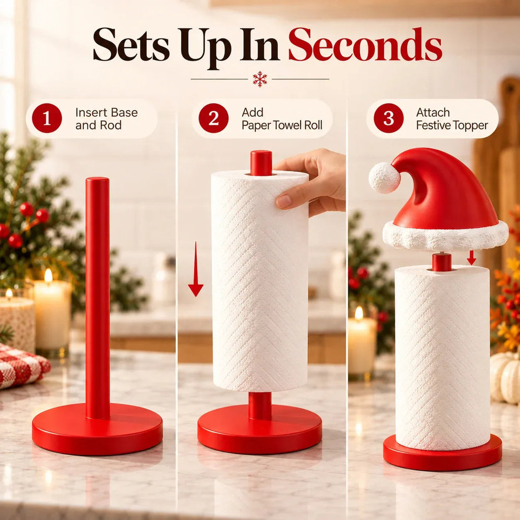 MerryHat™ Santa Hat Paper Towel Holder – Festive Christmas Kitchen Décor