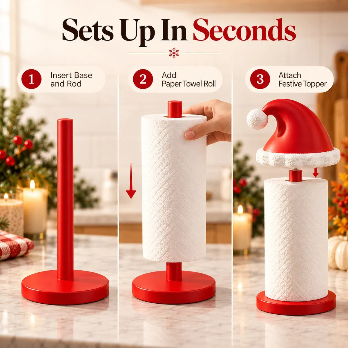 MerryHat™ Santa Hat Paper Towel Holder – Festive Christmas Kitchen Décor