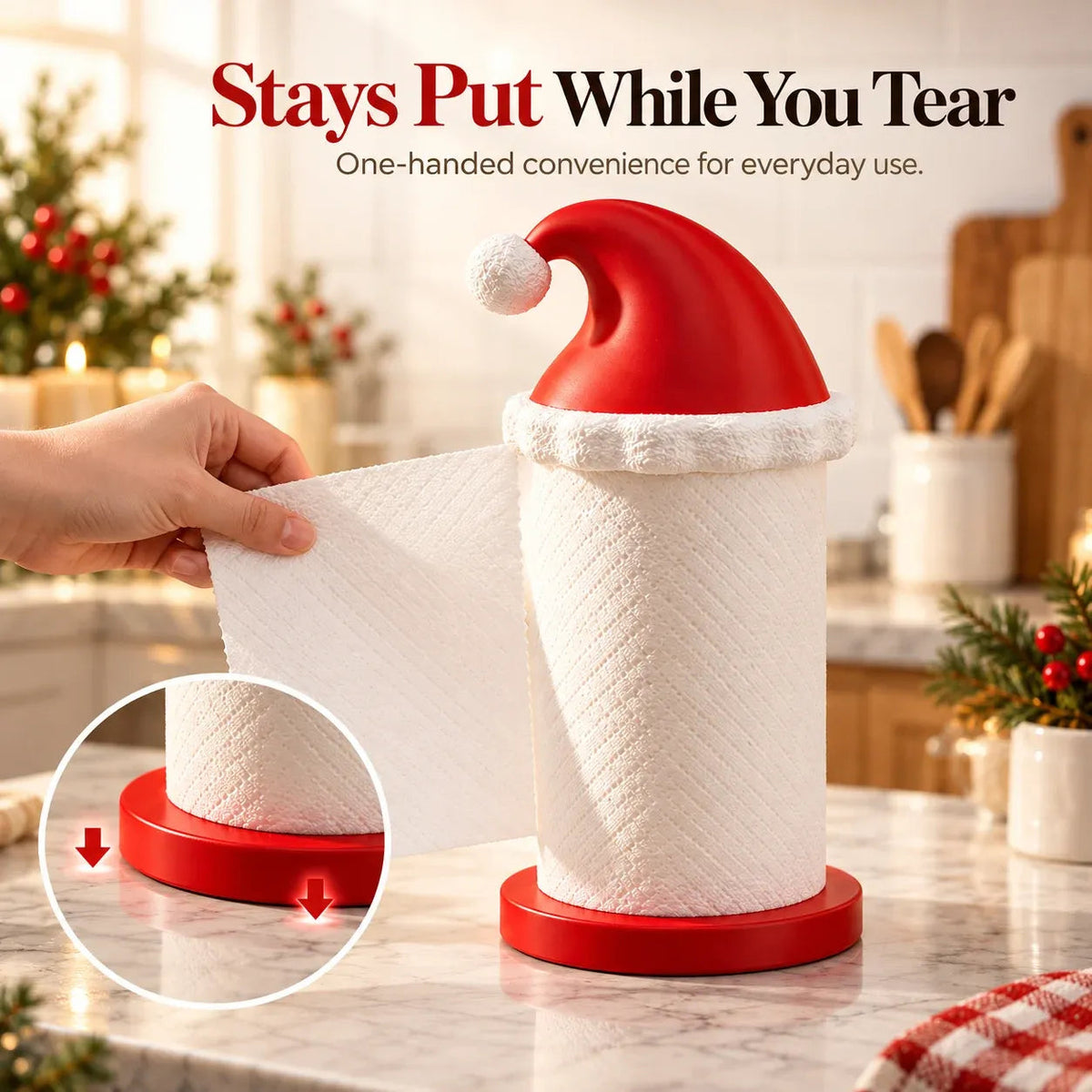MerryHat™ Santa Hat Paper Towel Holder – Festive Christmas Kitchen Décor